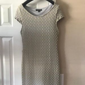 Sharagano Knitted Grey & Yellow Bodycon Dress